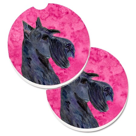 Carolines Treasures Pink Scottish Terrier Set of 2 Cup Holder Car Coaster SS4805-PKCARC